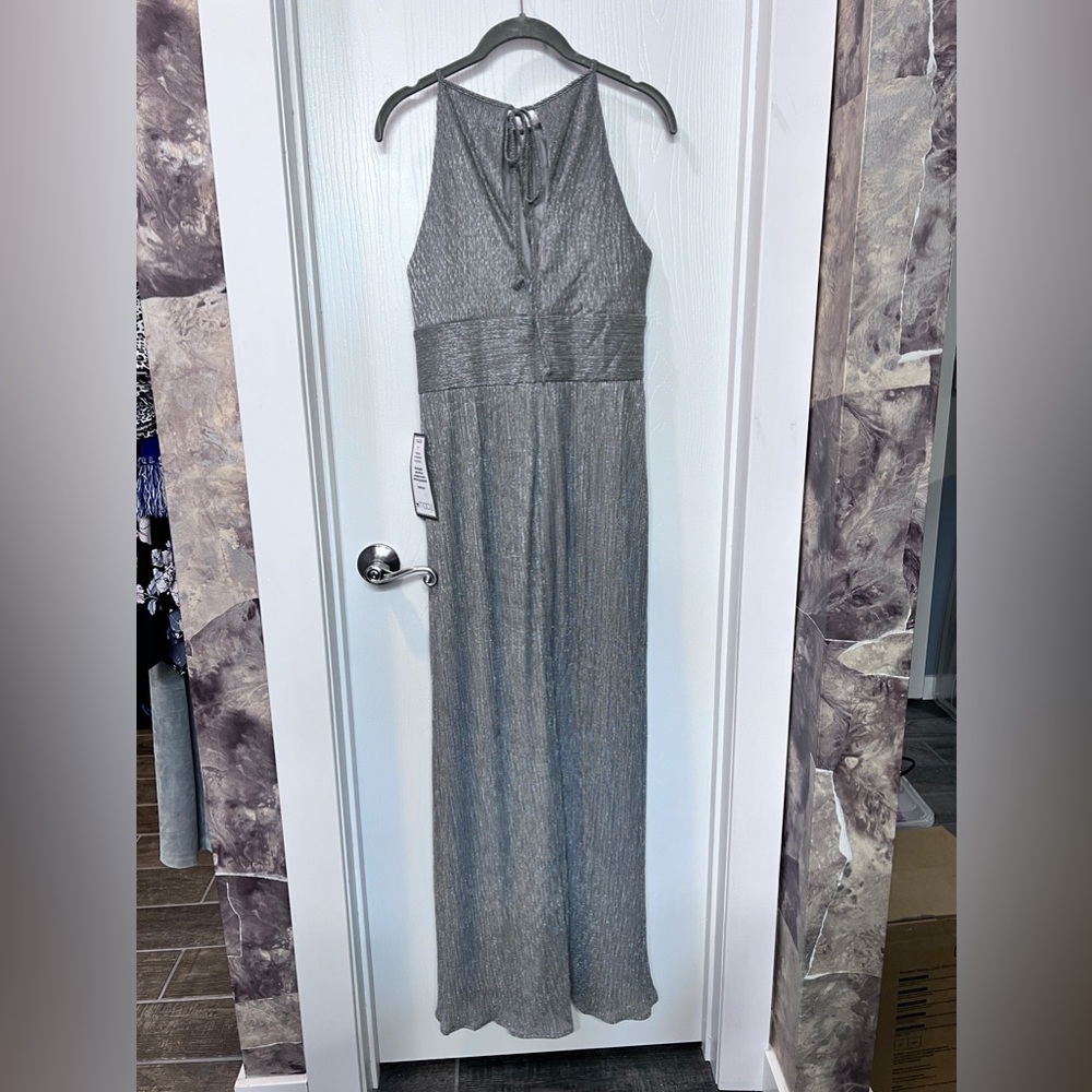 R&M Richards Dress with Lining Halter A-Line Metallic Color Silver Size 12 NWT - Picture 6 of 9